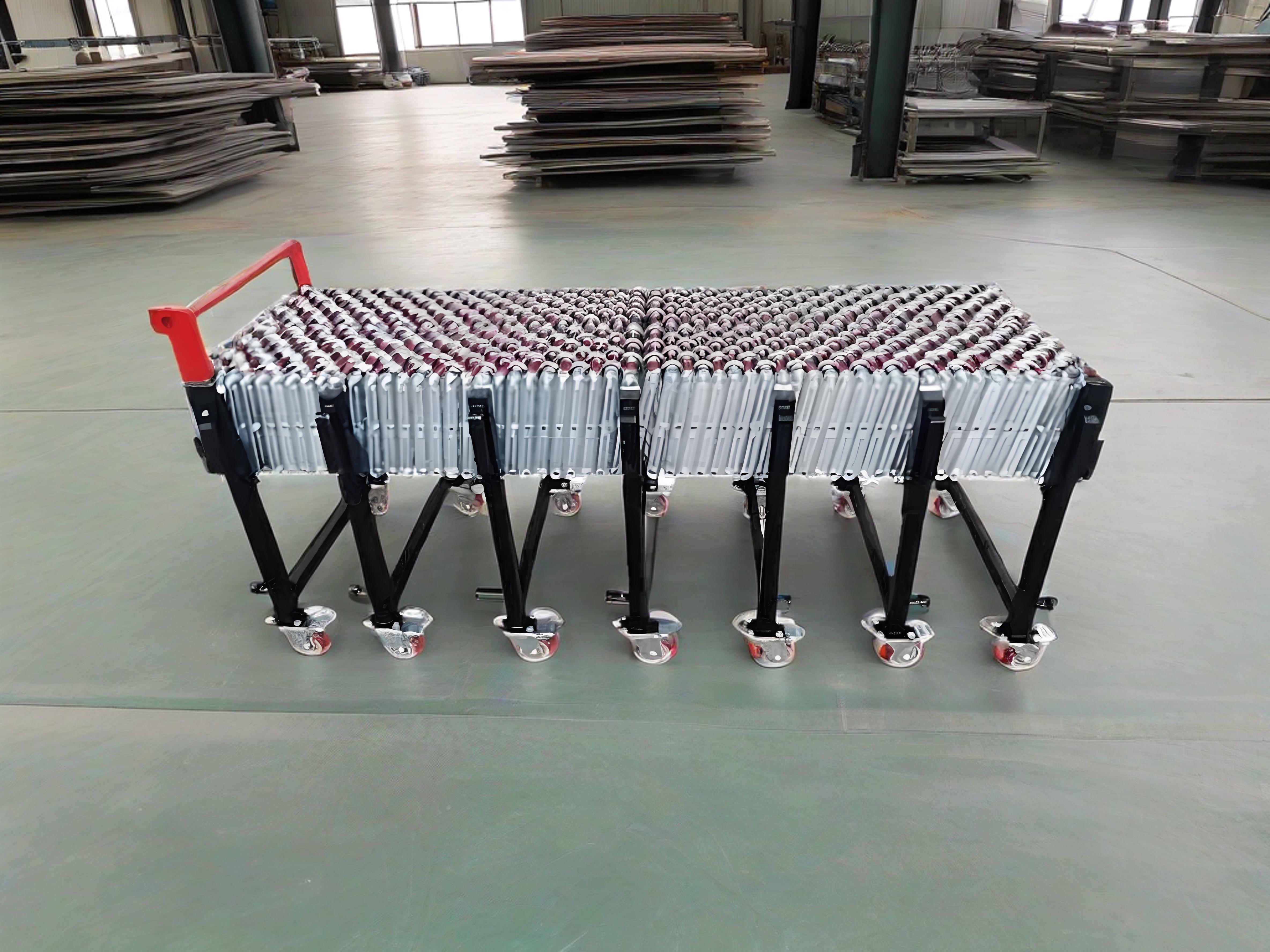 steel skate wheel flexible expandable conveyor transportador expansível flexível de roda de aço