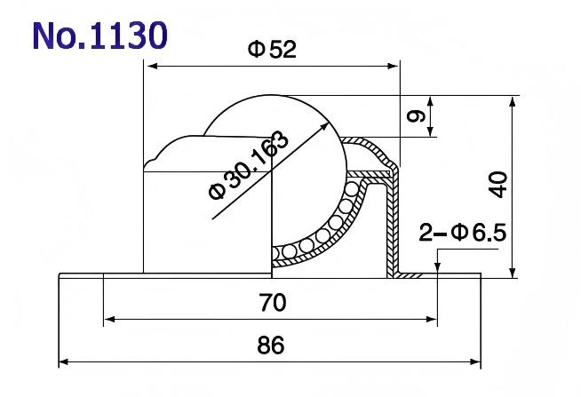 1130 2-holes flange base fixing ball transfer unit 1130 2-HOUNS FLANGE BASE Fixing Ball Unit
