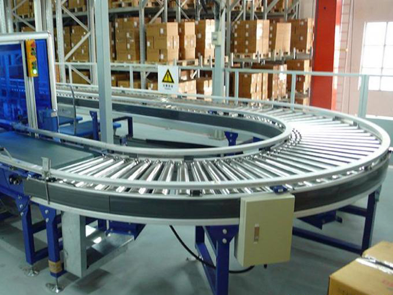 Single Sprocket Driven Curved Roller Conveyor Transportador de rolos curvos acionados por roda dentada única