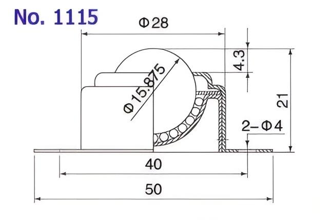 2-holes flange base fixing ball transfer unit 2-HOUNS FLANGE BASE Fixing Ball Unit