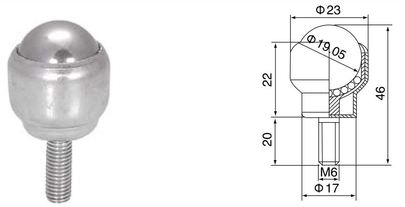 bolt-fixing ball transfer unit unidade de transferência de esfera de fixação por parafuso