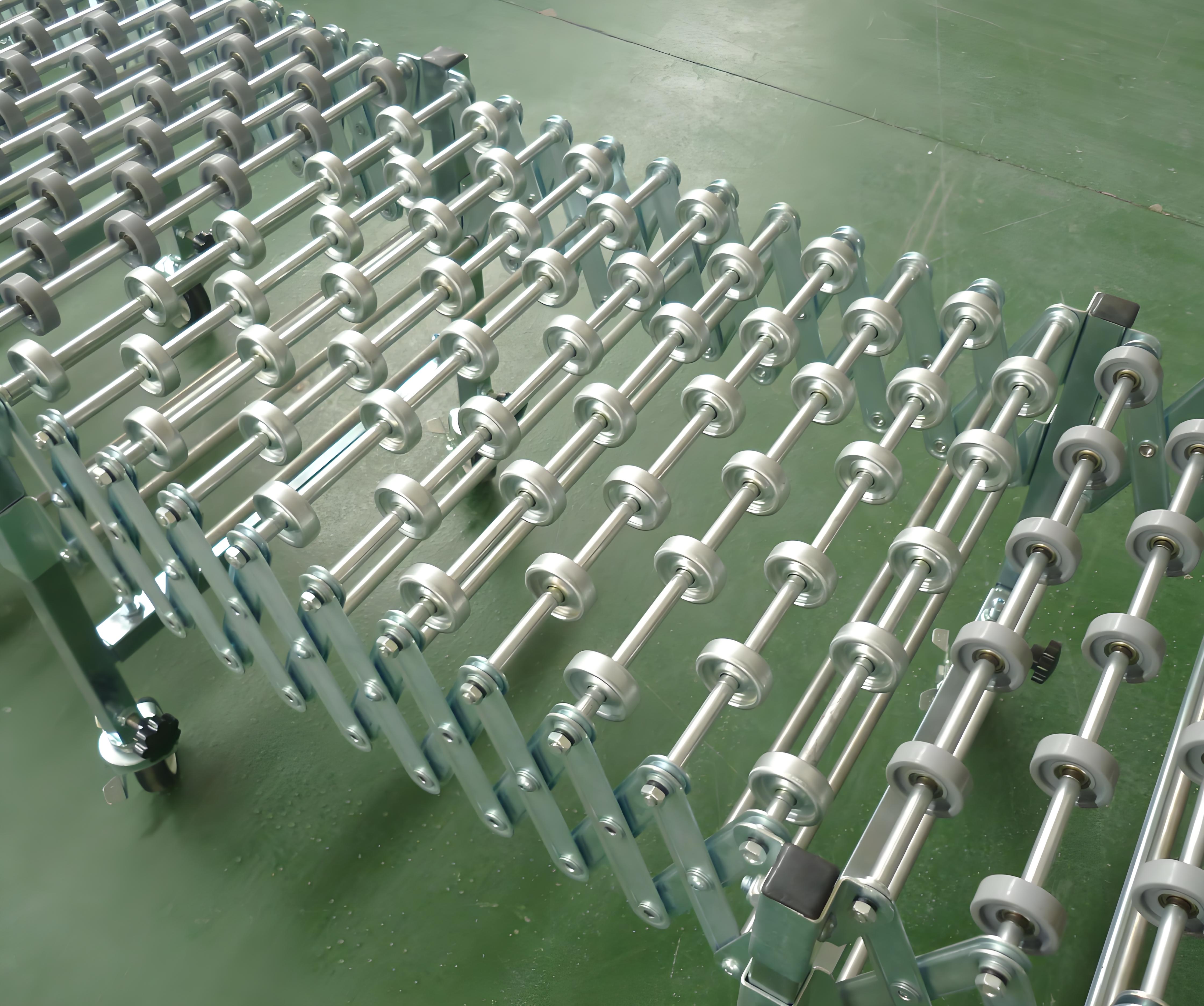 steel skate wheel flexible expandable conveyor transportador expansível flexível de roda de aço