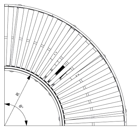 Single Sprocket Driven Curved Roller Conveyor Transportador de rolos curvos acionados por roda dentada única