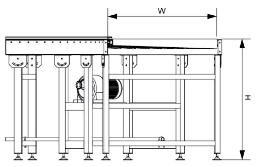 Single Sprocket Driven Curved Roller Conveyor Transportador de rolos curvos acionados por roda dentada única