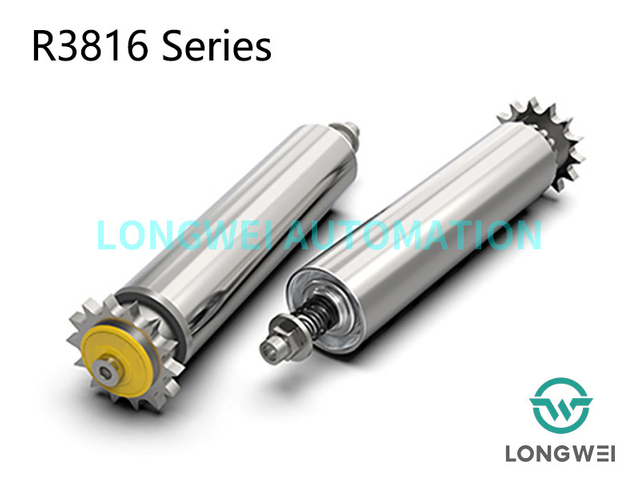 Rolo transportador de acumulação ajustável acionado por corrente de roda dentada de aço de fileira única