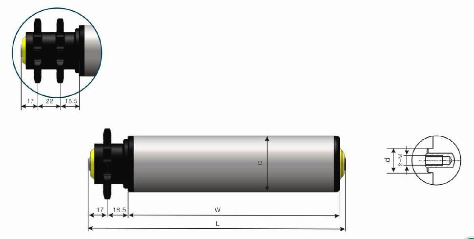 Rolo transportador de roda dentada de a&ccedil;o para servi&ccedil;o m&eacute;dio DR411