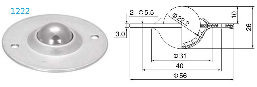 Unidade de transfer&ecirc;ncia de bola de fixa&ccedil;&atilde;o de flange redonda