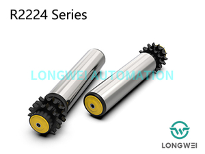 Rolo transportador acionado por corrente com roda dentada de polímero de duas fileiras de baixo ruído