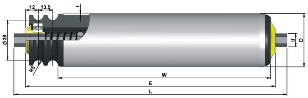 Rolo transportador de polia acionado por correia em O de a&ccedil;o galvanizado DR260