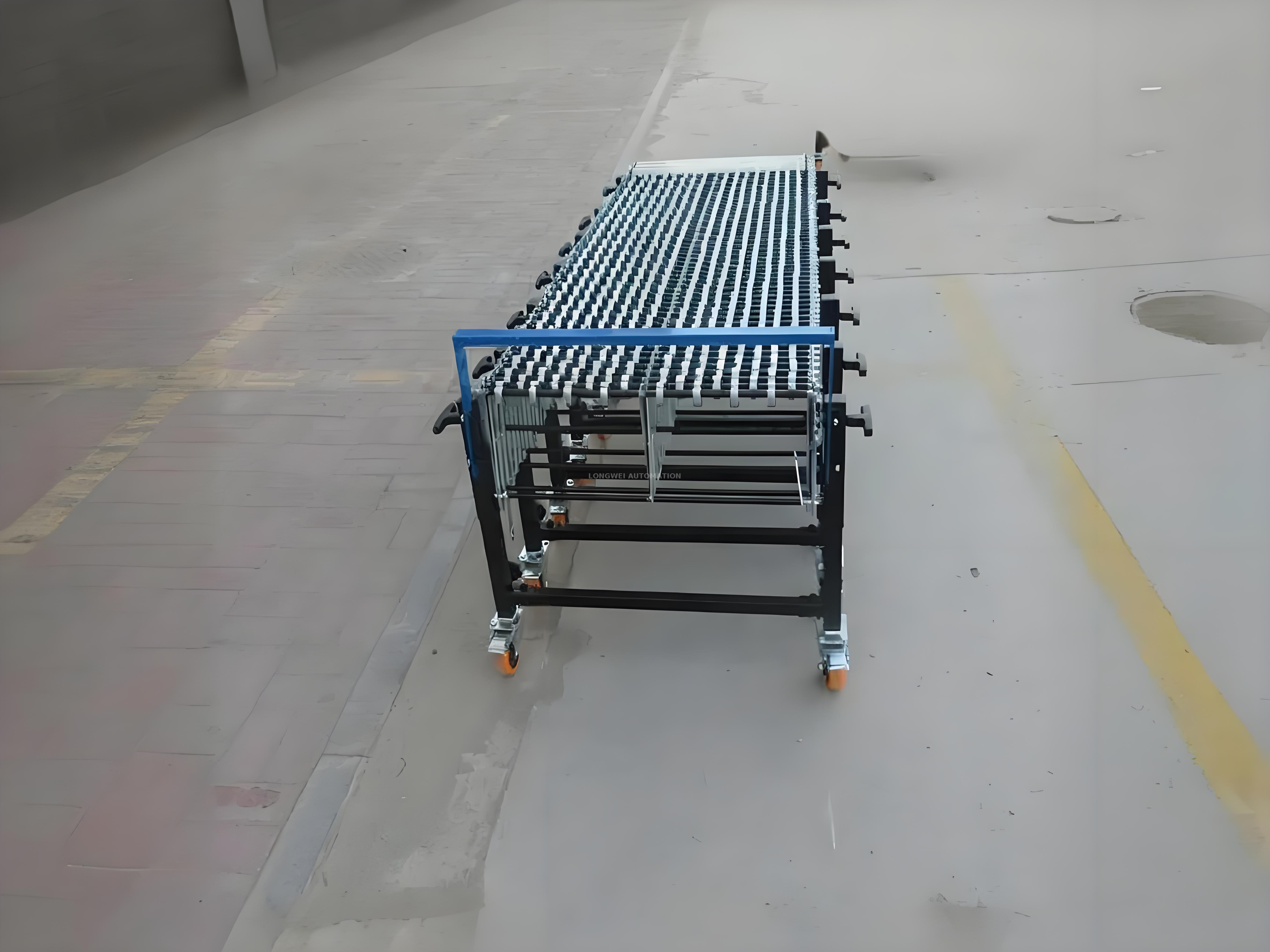 Transportador de roda de aço extensível flexível para manuseio de material