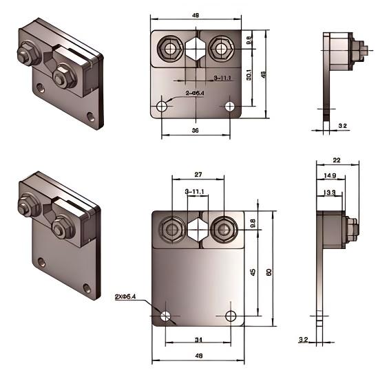 Suporte de fixa&ccedil;&atilde;o do rolo acionado por motor DGBL50A