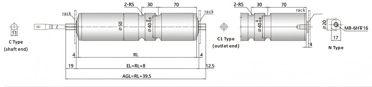 Dimens&otilde;es de acionamento de motor de motor groodd DGBL50A