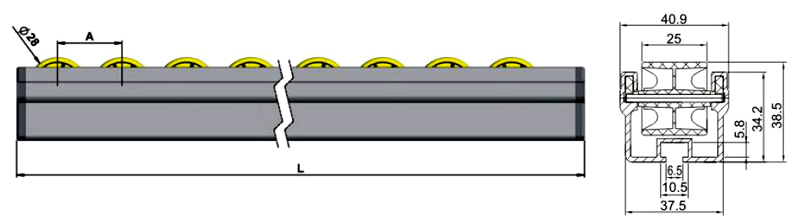 trilha de roda de fluxo de alum&iacute;nio