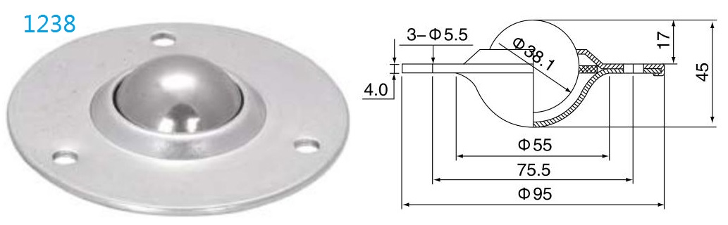 Unidade de transfer&ecirc;ncia de bola de fixa&ccedil;&atilde;o de flange redonda