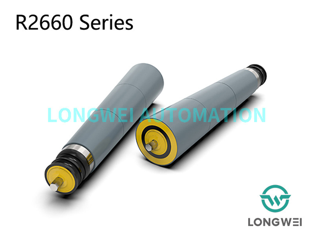 Rolo transportador de manga cônica com polia acionada por correia redonda