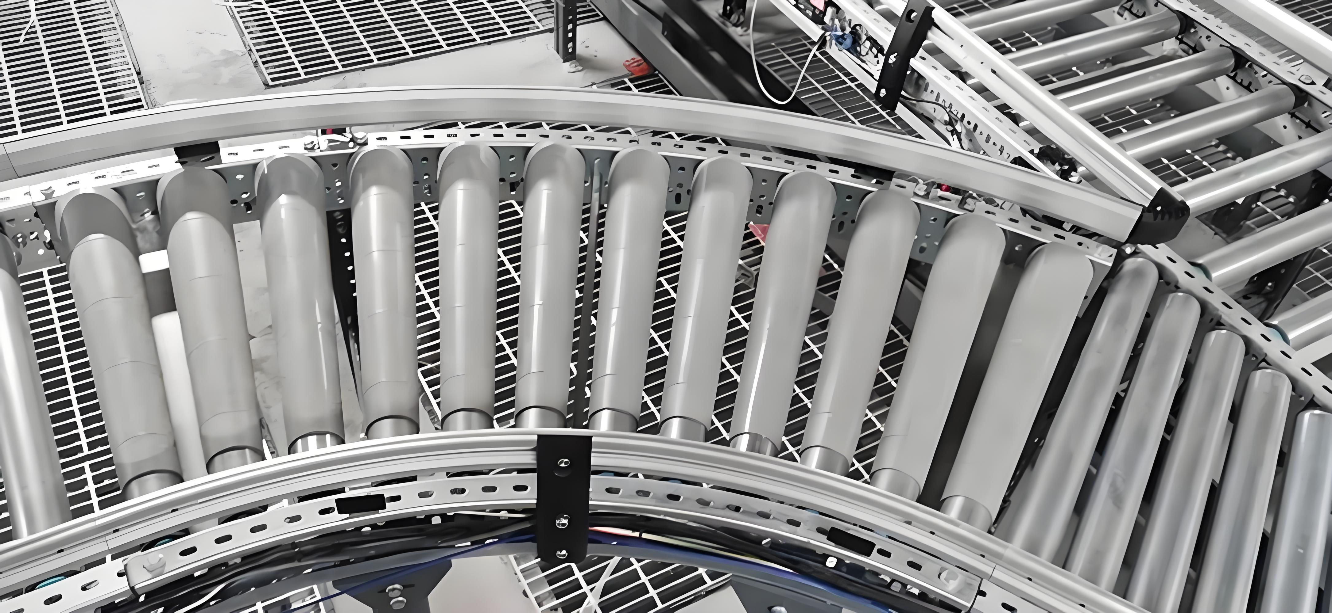 transportador de rolo curvo