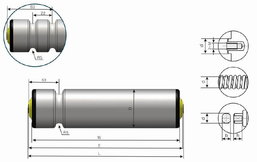 Rolo transportador acionado por correia O de ranhura dupla DR240