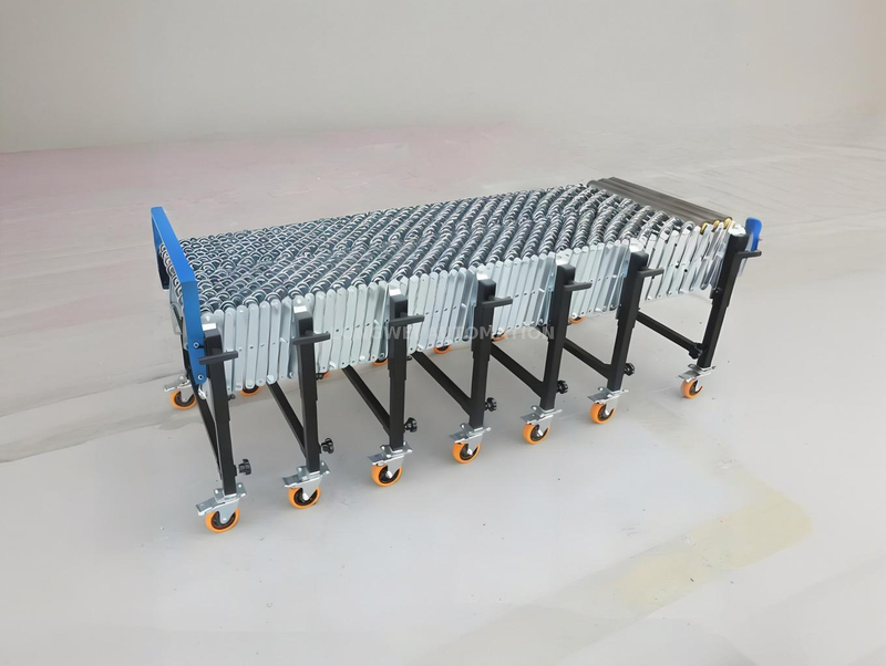 Transportador de roda de aço extensível flexível para manuseio de material