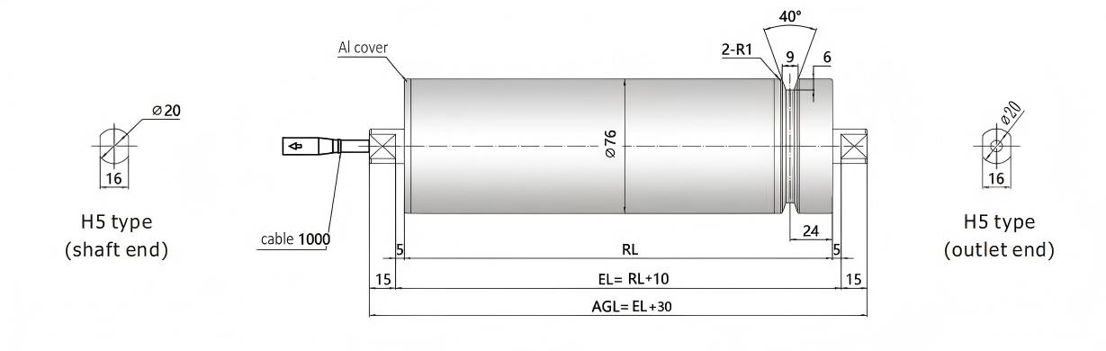 DGBL76 V-GROOVED T MOTOR DIMENS&Atilde;O DO ROLO DE TRABALHO