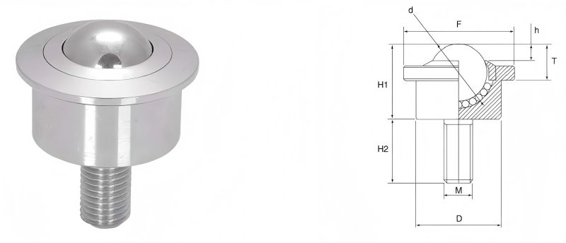 Unidade de transfer&ecirc;ncia de esfera de pino de a&ccedil;o usinado para servi&ccedil;os pesados