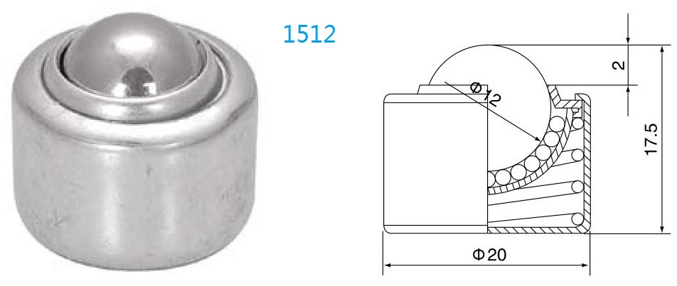 unidade de transfer&ecirc;ncia de bola de carga de mola