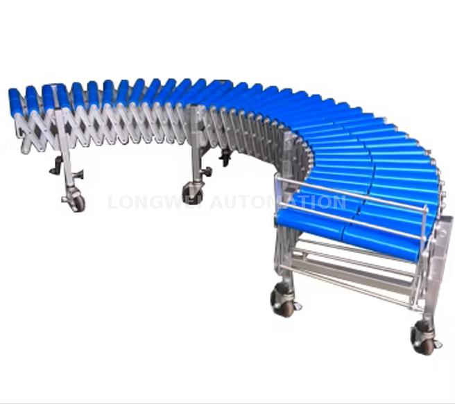 Transportador de rolos gravitacionais expansível flexível de duas fileiras