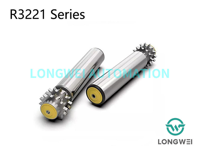 Rolo transportador de acumulação de alimentação telescópica com roda dentada de aço de duas fileiras