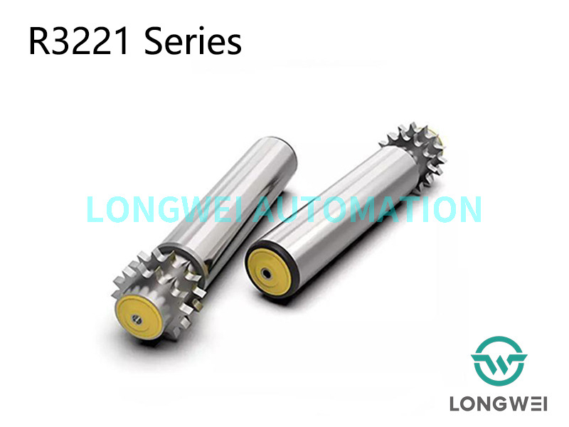 Rolo transportador de acumulação de alimentação telescópica com roda dentada de aço de duas fileiras