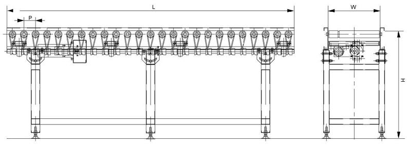 transportador de rolo de ranhura &uacute;nica