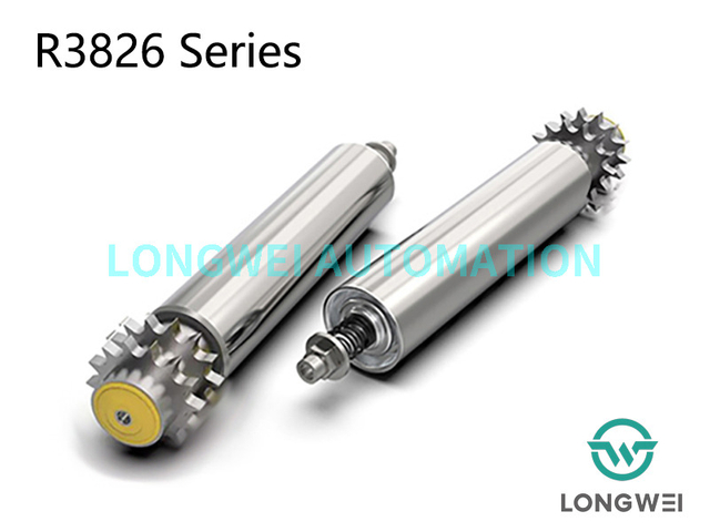 Rolo transportador de acumulação ajustável com roda dentada de aço de duas fileiras