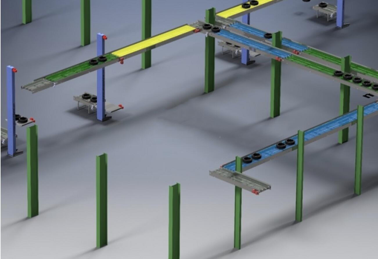 linha transportadora de produ&ccedil;&atilde;o de pneus automotivos