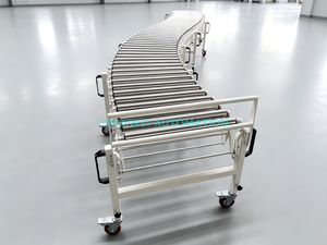 Transportador de rolo de gravidade expansível flexível de rotação 360 para armazém